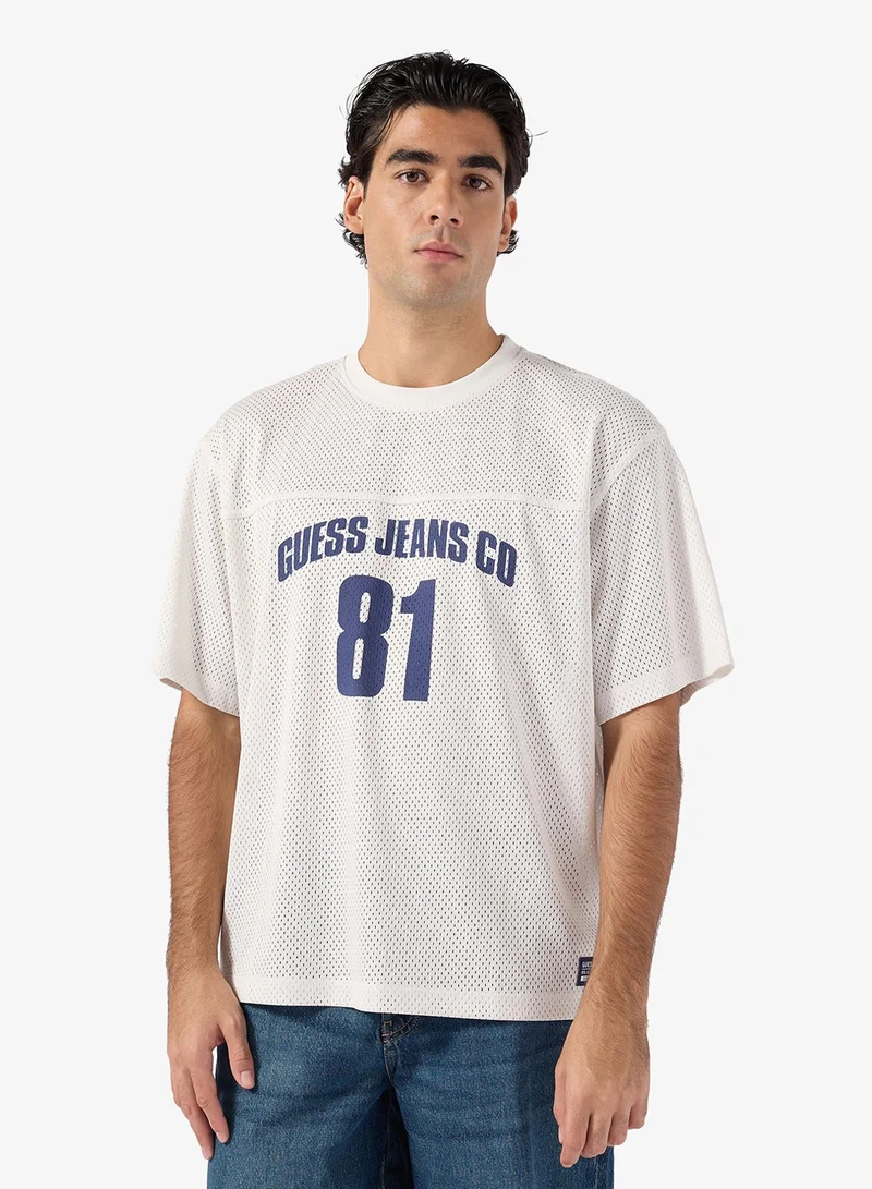 جس بلوزة قصيرة شبكية بأكمام قصيرة